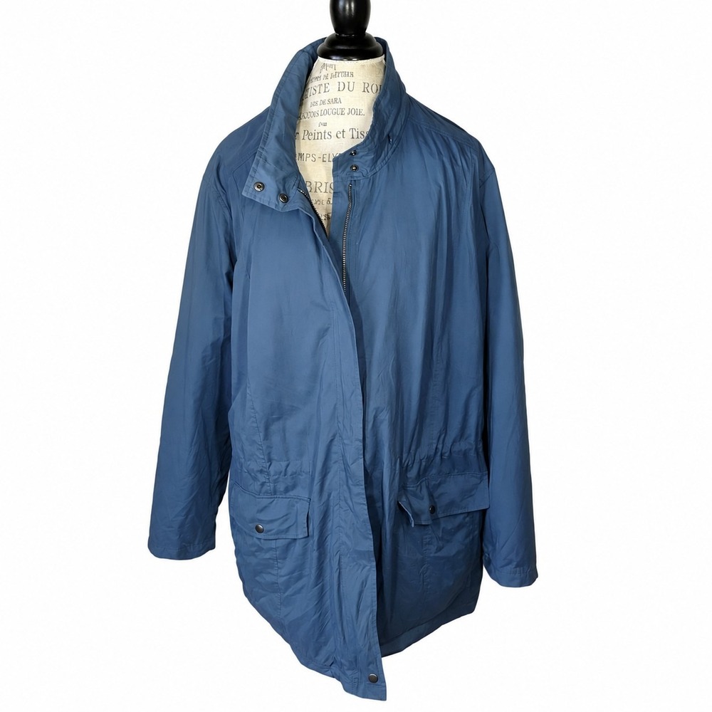 J.Jill Parka Coat Jacket Womens 4X Blue Hidden Hood Full Zip Pockets Casual